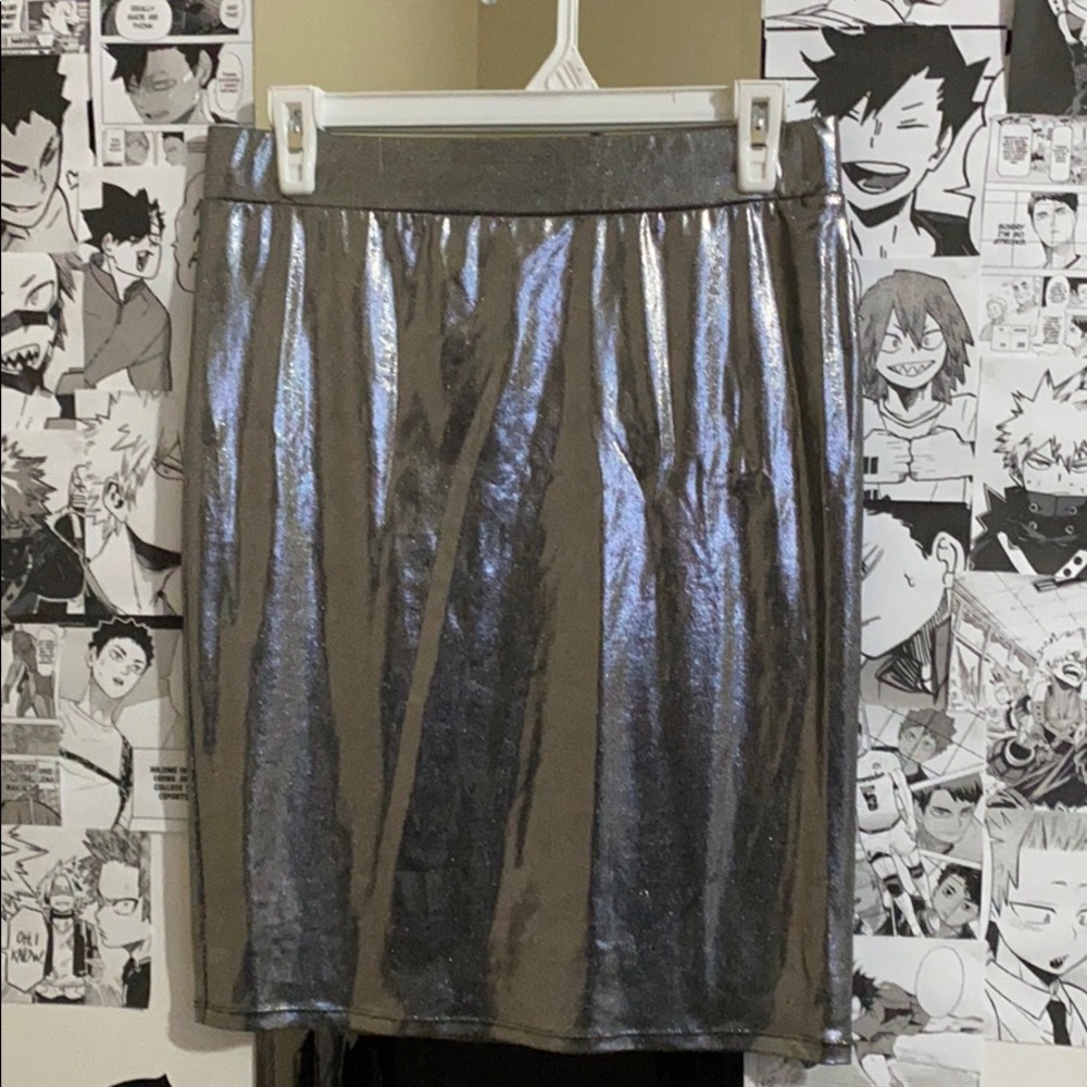 Love More metallic silver bodycon skirt